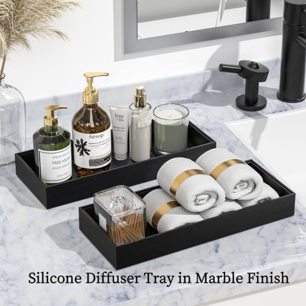 Zara Home Bathroom Tray - Vassoio Rettangolare Ispessito per Bagno, Infrangibile,