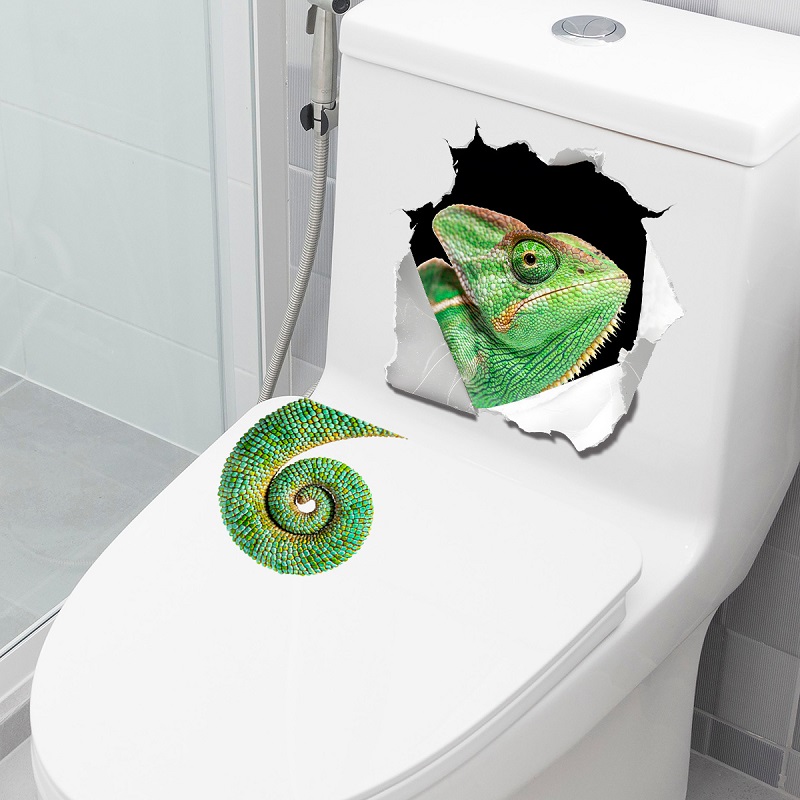 Home Bathroom Break - Adesivo per WC con lucertola stravagante