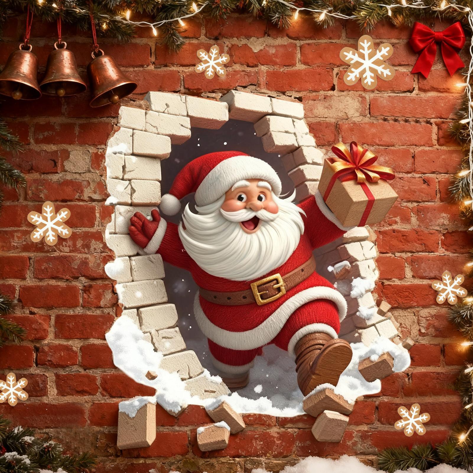 Home Bathroom Break - Adesivo Murale di Babbo Natale, Decorazione