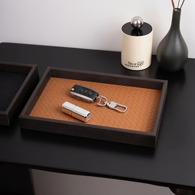 Zara Home Bathroom Tray - Vassoio portaoggetti in ecopelle con trama