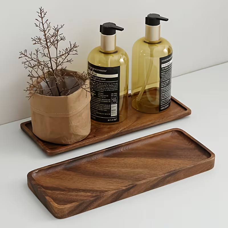 Zara Home Bathroom Tray - Vassoio in Legno Naturale Rettangolare, Piatto