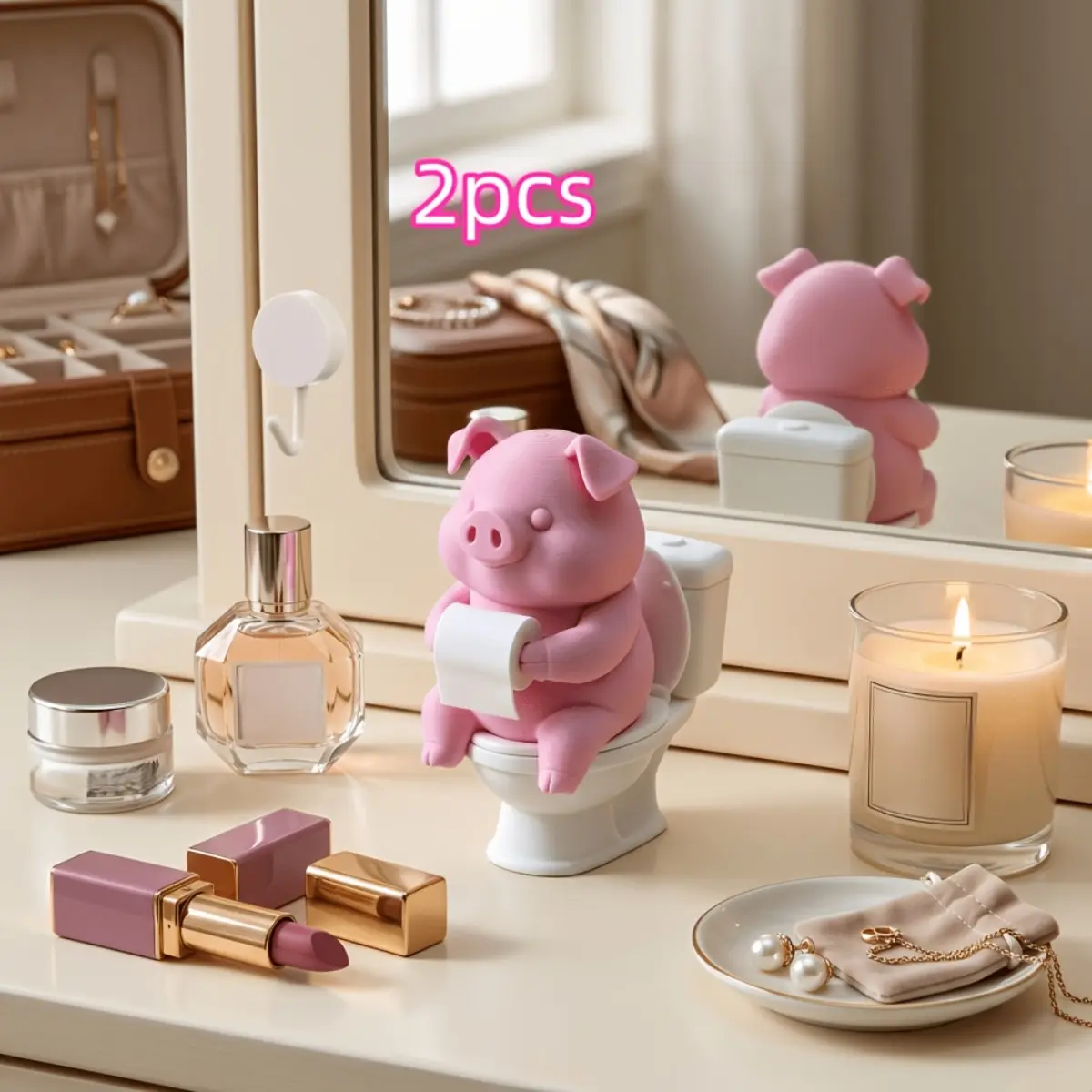 Home Goods Bathroom Vanity - Confezione da 2 statuette di maialini